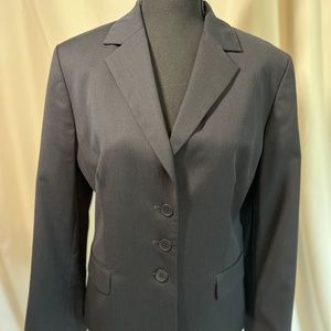 Ann Taylor LOFT 3 Button Black Pinstripe Suit Jacket 14P